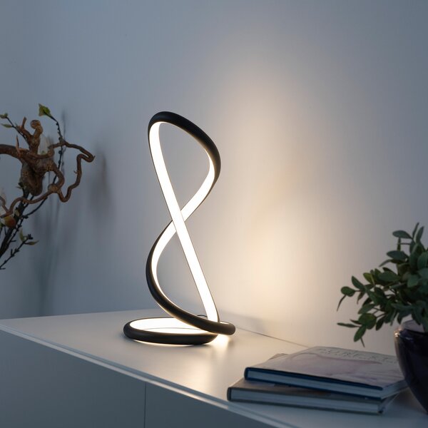 Paul Neuhaus LED επιτραπέζια λάμπα Twist, μαύρη, ύψος 42 cm, ρυθμιζόμενος, Μαύρο, υπνοδωμάτιο, Αλουμίνιο, σύγχρονο