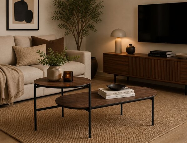 Tραπεζάκι Kemi Atmosphera με διαστάσεις 118x43.2x48cm - ΜDF & Μέταλλο - Aπόχρωση Καφέ
