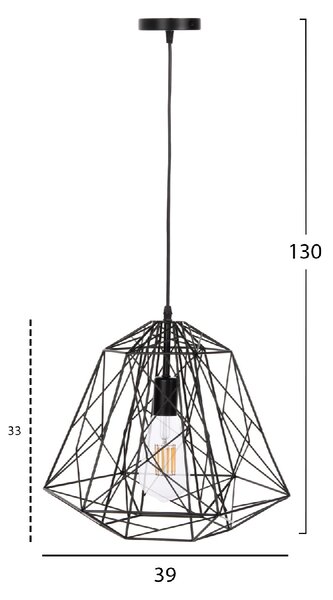 ΦΩΤΙΣΤΙΚΟ ΟΡΟΦΗΣ ΚΡΕΜΑΣΤΟ HM4066 ΜΑΥΡΟ ΜΕΤΑΛΛΙΚΟ ΚΑΠΕΛΟ 39x34x130Υεκ
