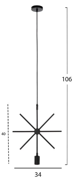 ΦΩΤΙΣΤΙΚΟ ΟΡΟΦΗΣ ΚΡΕΜΑΣΤΟ HM4098 ΜΑΥΡΟ ΜΕΤΑΛΛΟ ΑΣΤΕΡΙ 34x40x106Υεκ