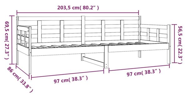 Καναπές Κρεβάτι Καφέ Μελί 80 x 200 εκ. από Μασίφ Ξύλο Πεύκου - Καφέ