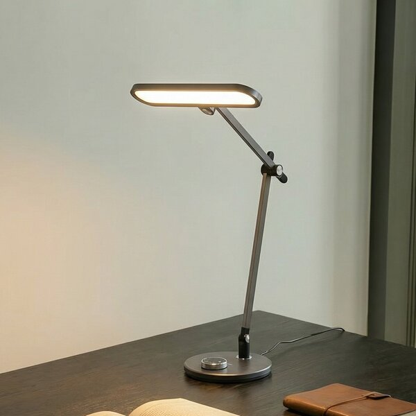 Lindby Επιτραπέζιο φωτιστικό LED Elvir, γκρι, αλουμίνιο, ύψος 53cm, CCT, ρυθμιζόμενος, Γκρι, Σαλόνι / τραπεζαρία, Αλουμίνιο, σύγχρονο