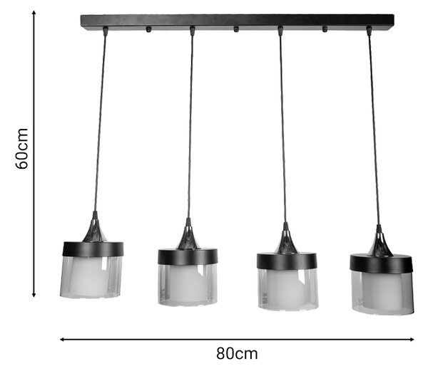 Φωτιστικό οροφής τετράφωτο Tigly pakoworld μαύρο μέταλλο 80x20x60εκ
