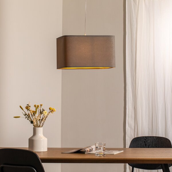 Maco Design Kwadro κρεμαστό φωτιστικό, γκρι, 40 x cm, βελούδινο ύφασμα, ρυθμιζόμενος, Γκρι, Σαλόνι / τραπεζαρία, Ύφασμα / Κλωστοϋφαντουργία