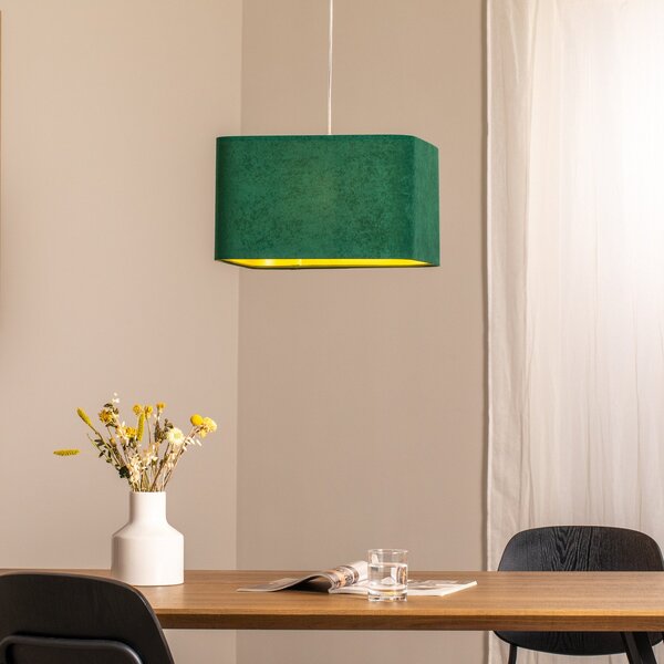 Maco Design Kwadro κρεμαστό φωτιστικό, πράσινο, 40 x cm, βελούδινο ύφασμα, ρυθμιζόμενος, Πράσινο, Σαλόνι / τραπεζαρία, Ύφασμα / Κλωστοϋφαντουργία