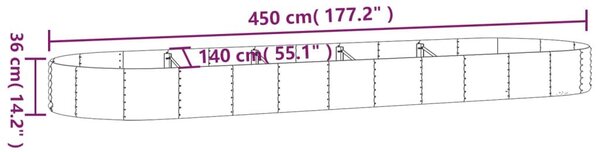 Ζαρντινιέρα Γκρι 450x140x36 εκ. Ατσάλι με Ηλεκτρ. Βαφή Πούδρας - Γκρι