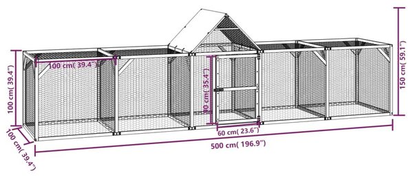 Κοτέτσι 500x100x150 εκ. από Μασίφ Εμποτισμένο Ξύλο Πεύκου - Καφέ