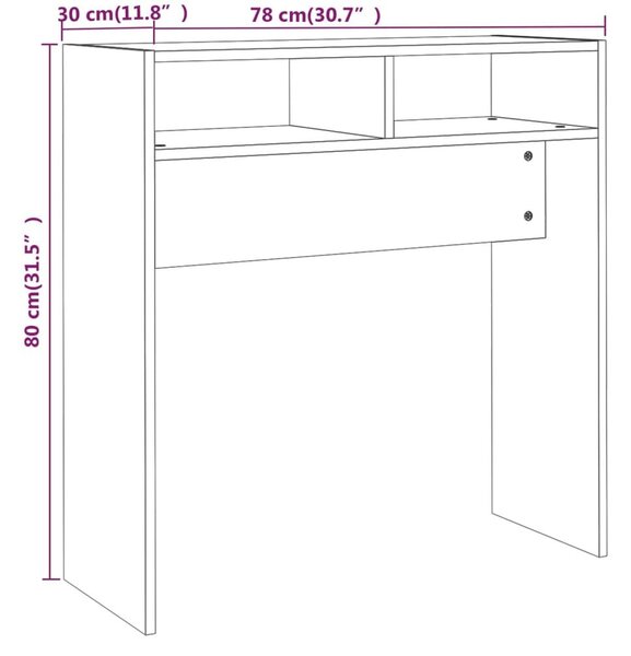 Τραπέζι Κονσόλα Καπνιστή Δρυς 78 x 30 x 80 εκ. Επεξεργ. Ξύλο - Καφέ