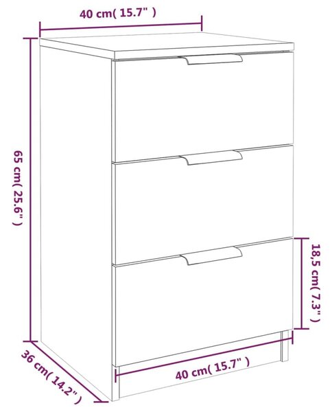 Κομοδίνα 2 τεμ. Καφέ Δρυς 40x36x65 εκ. - Καφέ