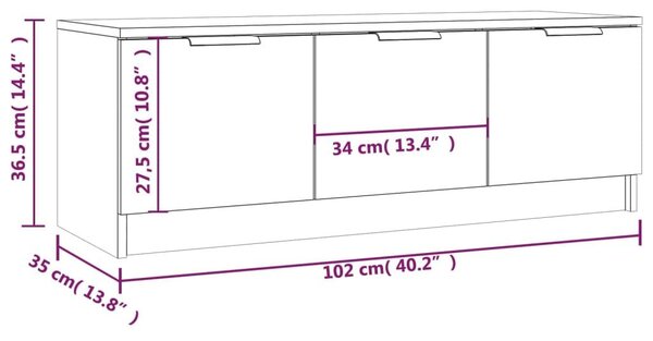 Έπιπλο Τηλεόρασης Καπνιστή Δρυς102x35x36,5εκ.Επεξεργασμένο Ξύλο - Καφέ