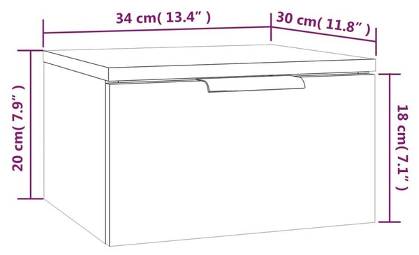 Κομοδίνα Επιτοίχια 2 τεμ. Καπνιστή Δρυς 34 x 30 x 20 εκ. - Καφέ