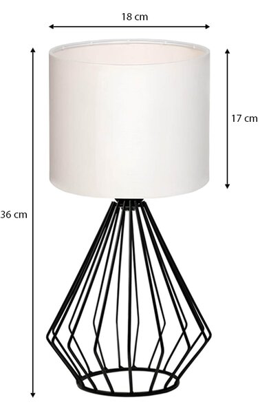 Φωτιστικό επιτραπέζιο Aldo Megapap E27 υφασμάτινο - μεταλλικό χρώμα λευκό - μαύρο Φ18x36εκ