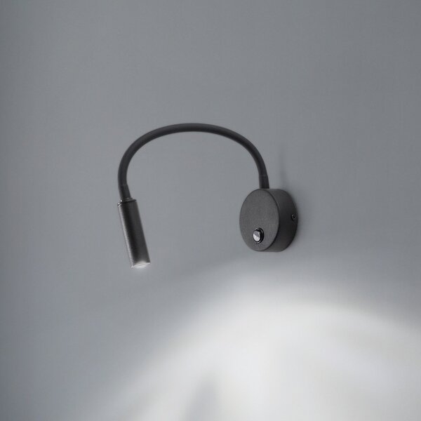 TK Lighting Φωτιστικό τοίχου Lagos, 45 cm, μαύρο, λάμπα ανάγνωσης, ρυθμιζόμενο, G9, Μαύρο, υπνοδωμάτιο, Μέταλλο, σύγχρονο, Πρίζα τοίχου κάτω