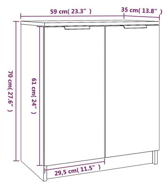 Παπουτσοθήκη Γκρι Sonoma 59x35x70 εκ. από Επεξεργασμένο Ξύλο - Γκρι