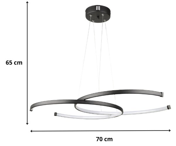 Φωτιστικό οροφής Led Cres Megapap μεταλλικό χρώμα μαύρο 70x48x65εκ