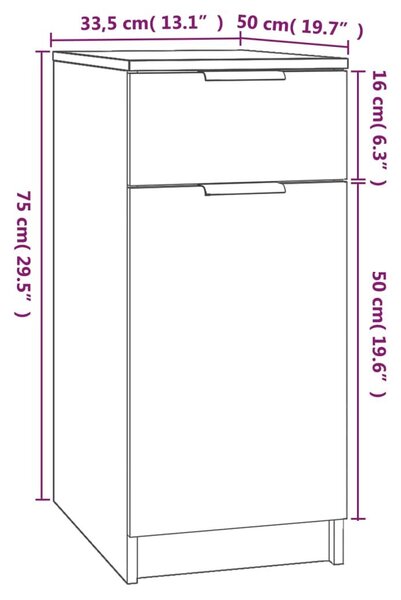 Ντουλάπι Γραφείου Καφέ δρυς 33,5x50x75 εκ. Επεξεργ. Ξύλο - Καφέ