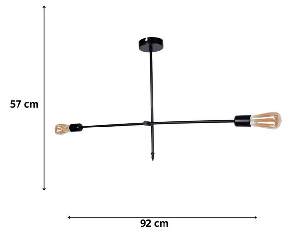 Φωτιστικό οροφής Nimo Megapap E27 μεταλλικό δίφωτο χρώμα μαύρο 92x12x57εκ