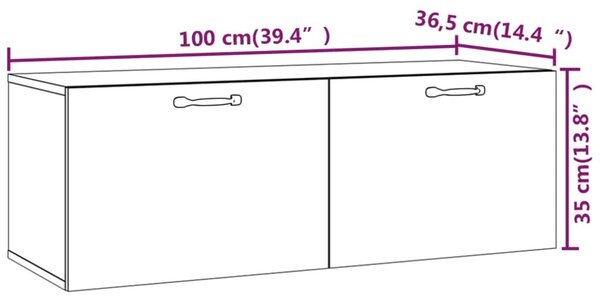 Ντουλάπι Τοίχου άσπρο 100x36,5x35 εκ. από Επεξεργασμένο Ξύλο - Λευκό