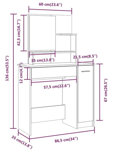 Μπουντουάρ Σετ Γκρι Σκυροδέματος 86,5x35x136 εκ. - Γκρι