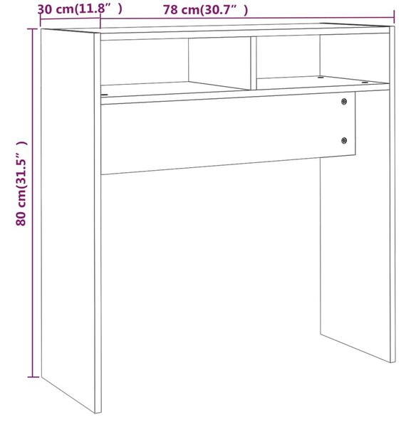 Τραπέζι Κονσόλα Γκρι Sonoma 78 x 30 x 80 εκ. Επεξεργασμένο Ξύλο - Γκρι