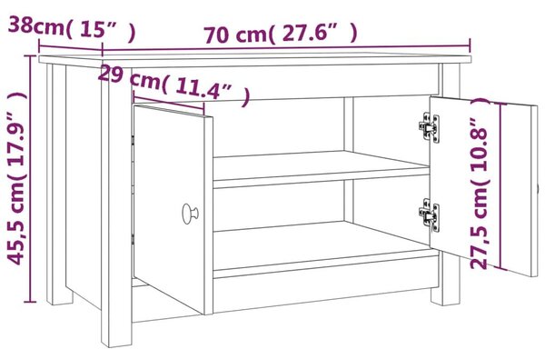 Παπουτσοθήκη Γκρι 70x38x45,5 εκ. από Μασίφ Ξύλο Πεύκου - Γκρι