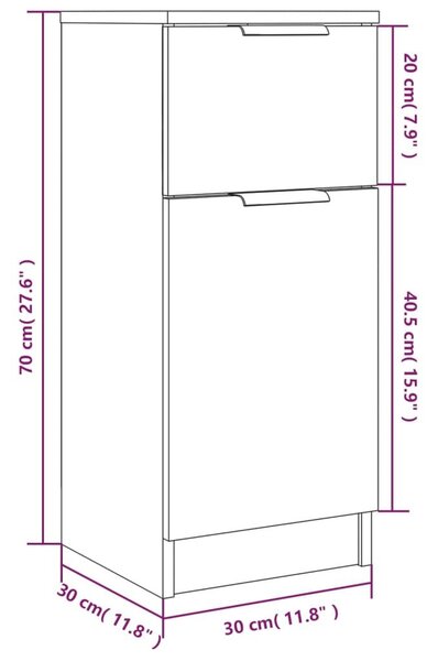 Μπουφές Λευκά 30 x 30 x 70 εκ. από Επεξεργασμένο Ξύλο - Λευκό