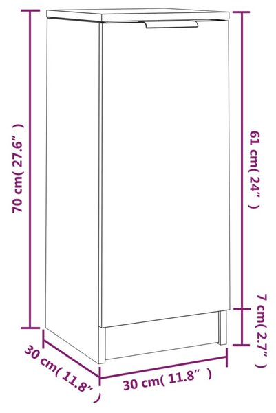 Ντουλάπια 2 τεμ. Μαύρα 30 x 30 x 70 εκ. από Επεξεργασμένο Ξύλο - Μαύρο