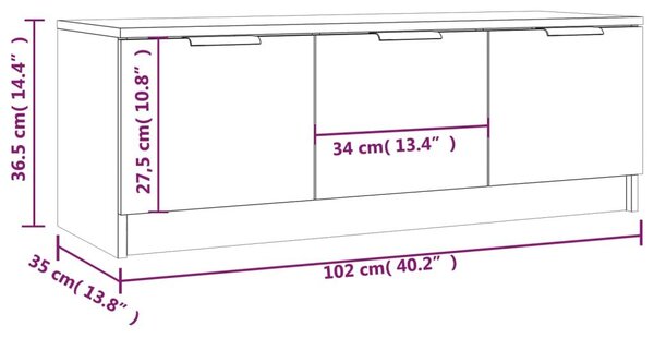 Έπιπλο Τηλεόρασης Γκρι Σκυροδέματος 102x35x36,5 εκ. Επεξ. Ξύλο - Γκρι