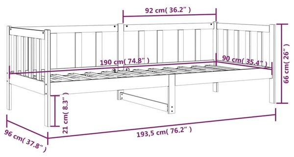 Καναπές Κρεβάτι Καφέ Μελί 90 x 190 εκ. από Μασίφ Ξύλο Πεύκου - Καφέ