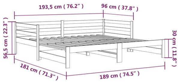 Καναπές Κρεβάτι Συρόμενος 90 x 190 εκ. Μασίφ Ξύλο Πεύκου - Καφέ