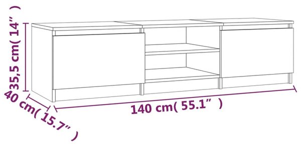 Έπιπλο Τηλεόρασης Γκρι Sonoma 140x40x35,5 εκ. από Επεξεργ. Ξύλο - Γκρι