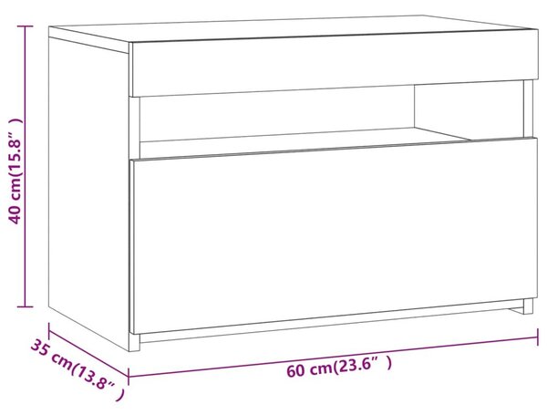 Κομοδίνο με LED Καφέ δρυς 60 x 35 x 40 εκ. - Καφέ