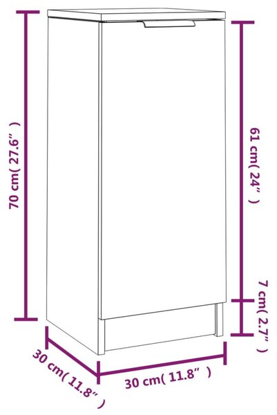 Ντουλάπια 2 τεμ. Καπνιστή δρυς 30x30x70 εκ. Επεξεργασμένο Ξύλο - Καφέ