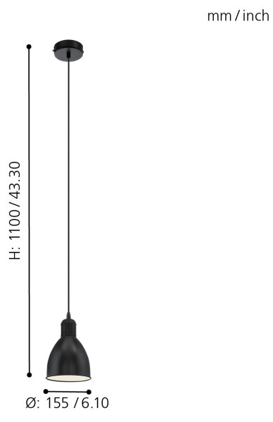 Eglo 49464 - Πολύφωτο PRIDDY 1xE27/60W/230V