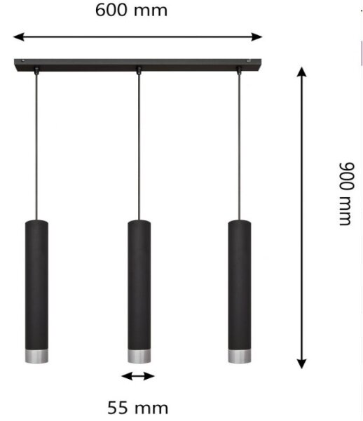 LED Πολύφωτο σε σχοινί TUBA 3xGU10/4,8W/230V