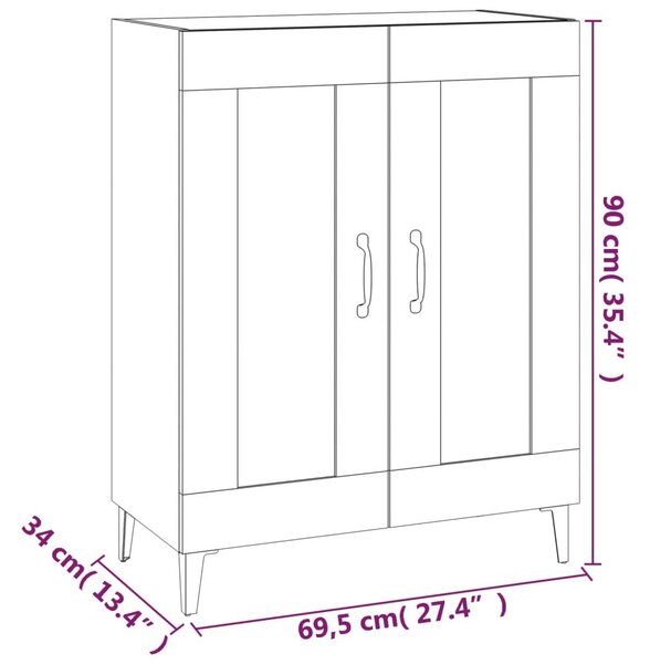 Ντουλάπι Γκρι Sonoma 69,5 x 34 x 90 εκ. από Επεξεργασμένο Ξύλο - Γκρι