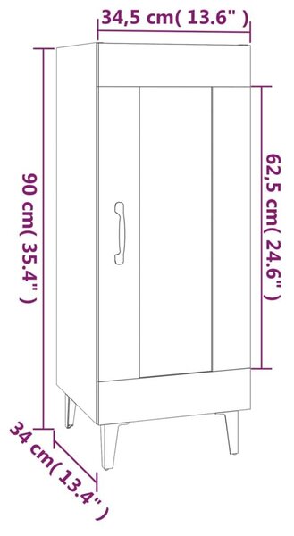 Ντουλάπι Λευκό 34,5 x 34 x 90 εκ. από Επεξεργασμένο Ξύλο - Λευκό