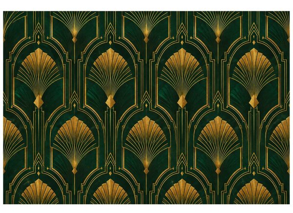 Φωτοταπετσαρία χρυσές βεντάλιες art deco σε πράσινο