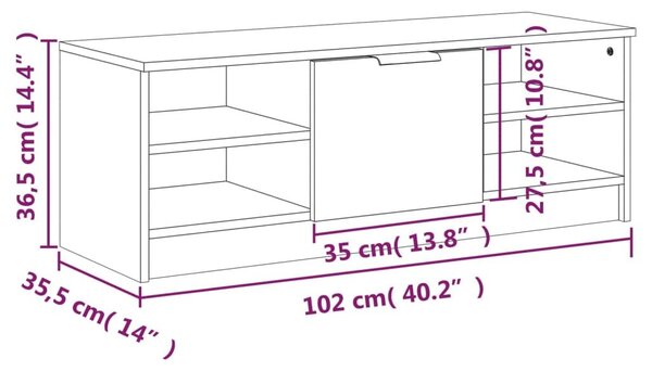 Έπιπλο Τηλεόρασης Καπνιστή Δρυς 102x35,5x36,5 εκ. Επεξεργ. Ξύλο - Καφέ