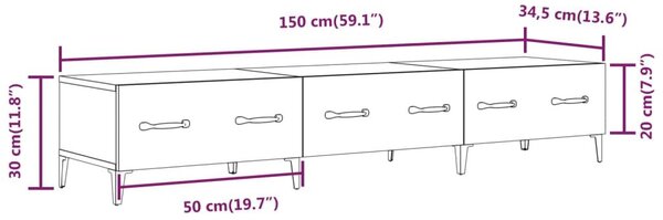 Έπιπλο Τηλεόρασης Sonoma Δρυς 150x34,5x30 εκ. από Επεξεργ. Ξύλο - Καφέ