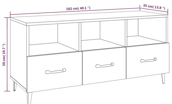 Έπιπλο Τηλεόρασης Καπνιστή Δρυς 102x35x50 εκ. Επεξ. Ξύλο - Καφέ