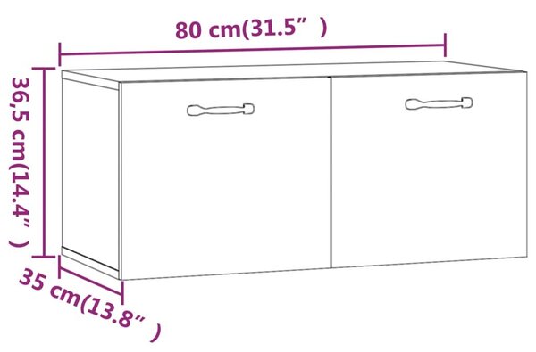 Ντουλάπι Τοίχου Μαύρο 80 x 36,5 x 35 εκ. από Επεξεργασμένο Ξύλο - Μαύρο