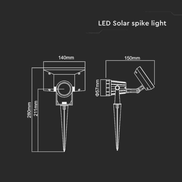 LED Ηλιακό φωτιστικό SPIKE LED/2W/5,5V IP65 3000K