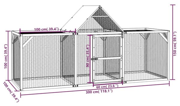 Κοτέτσι 300x100x150 εκ. από Μασίφ Εμποτισμένο Ξύλο Πεύκου - Καφέ