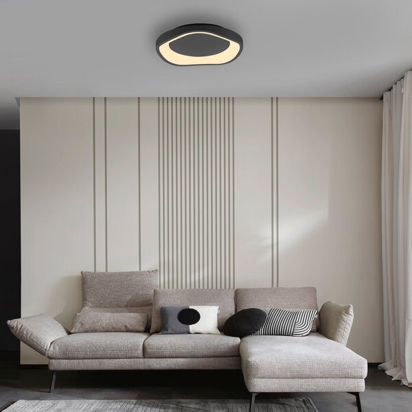 Schöner Wohnen Φωτιστικό οροφής LED MONTA, μαύρο, Ø 40 cm, μέταλλο, Switchdim, ρυθμιζόμενος, Μαύρο, Σαλόνι / τραπεζαρία, Μέταλλο, σύγχρονο