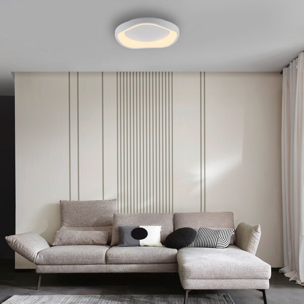 Schöner Wohnen Φωτιστικό οροφής LED MONTA, λευκό, Ø 40 cm, μέταλλο, Switchdim, ρυθμιζόμενος, Λευκό, Σαλόνι / τραπεζαρία, Μέταλλο, σύγχρονο