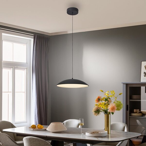 Schöner Wohnen Κρεμαστό φωτιστικό LED LENTE, μαύρο, Ø 40 cm, μέταλλο, Switchdim, ρυθμιζόμενος, Μαύρο, Σαλόνι / τραπεζαρία, Μέταλλο, σύγχρονο