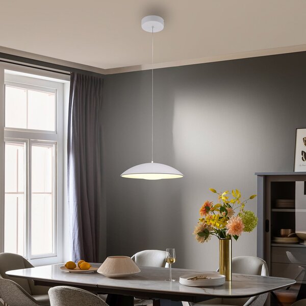 Schöner Wohnen Κρεμαστό φωτιστικό LED LENTE, λευκό, Ø 40 cm, μέταλλο, Switchdim, ρυθμιζόμενος, Λευκό, Σαλόνι / τραπεζαρία, Μέταλλο, σύγχρονο
