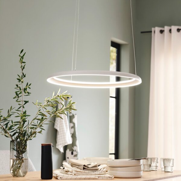 Schöner Wohnen Φωτιστικό οροφής LED QUILLO, μπεζ, Ø 60 cm, μέταλλο, Switchdim, ρυθμιζόμενος, Μπεζ, Σαλόνι / τραπεζαρία, Αλουμίνιο, σύγχρονο