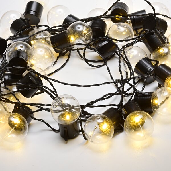 25 LED BALL STRING LIGHT Ø4cm WW 3AA ΜΠΑΤ. REMOTE ΜΕ 8 ΠΡΟΓΡΑΜ. IP 44 ΜΗΚΟΣ 7,2m 0,5m ΚΑΛΩΔΙΟ ΤΡΟΦ